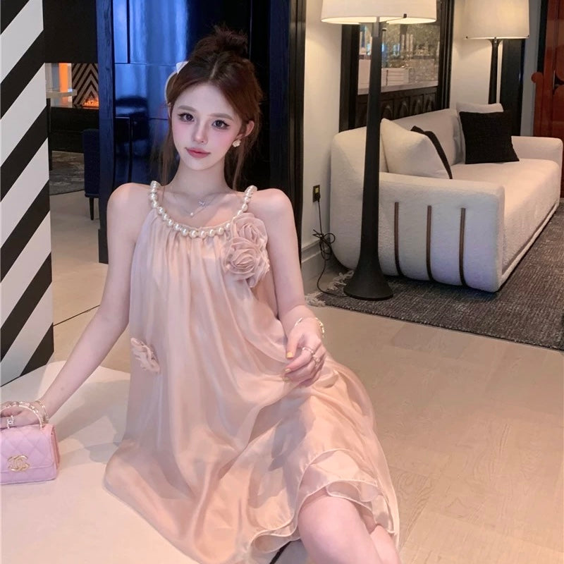 Chiffon 3D Roses Mini Dress