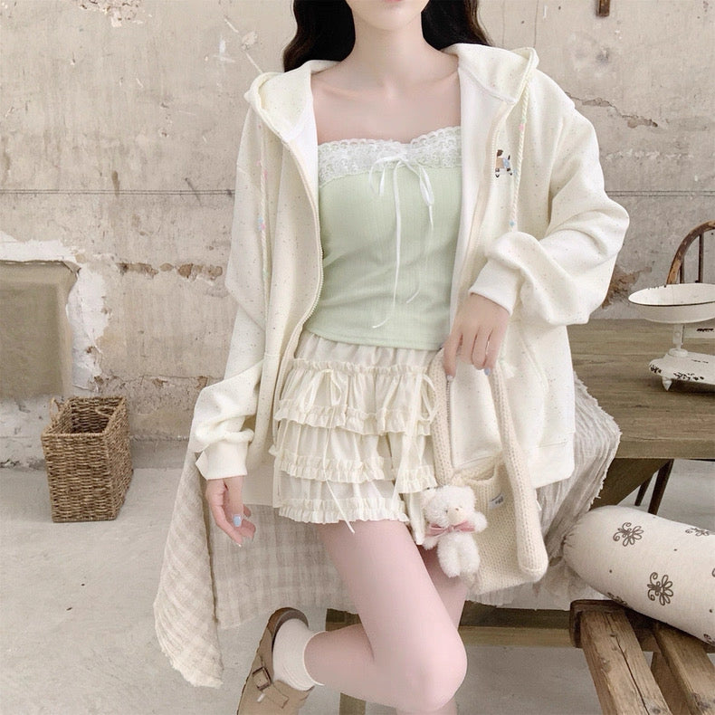 Mix Lace Strap Tube Top (Pink, Green, White, Blue)