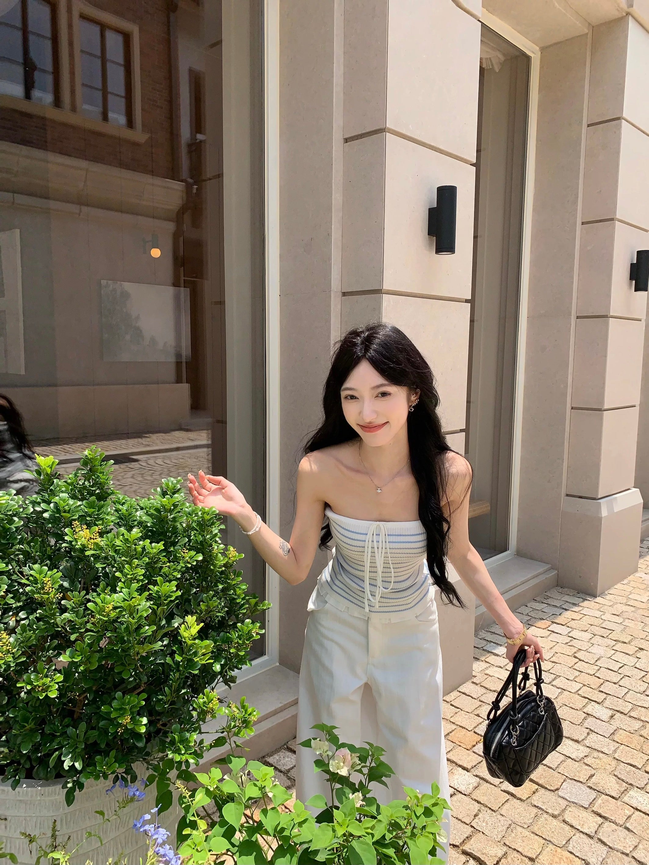 Blue Stripe Tube Top