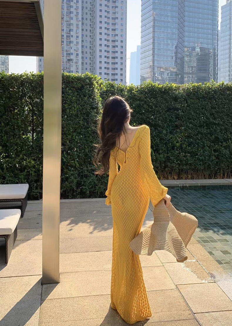 Bikini + Knitted Dress Three Pieces Set (5 Colours)
