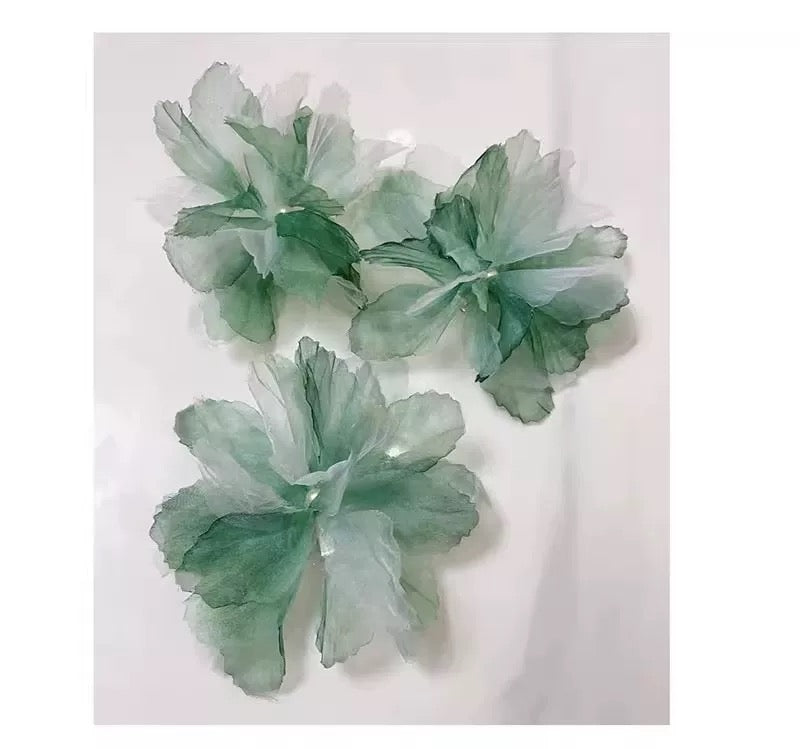 F15 Green Mesh Floral Hair Pin