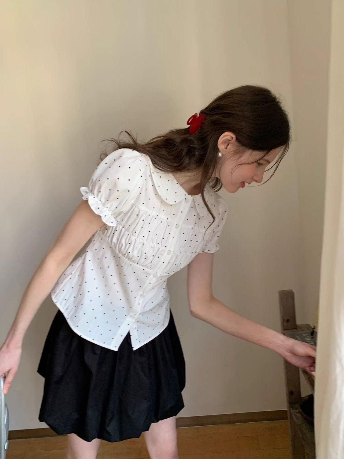 Cute Collar Mini Dot Top (S, M)
