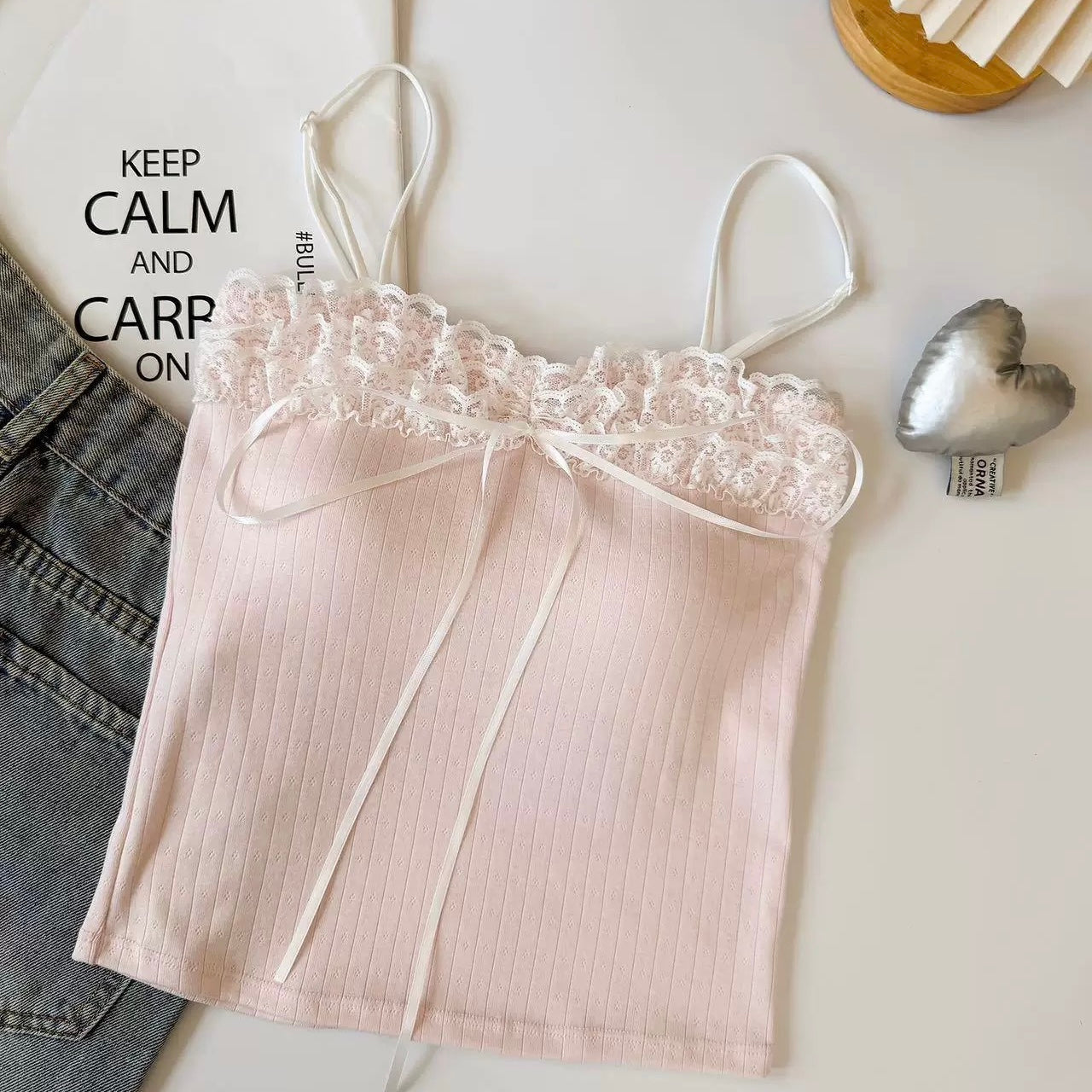 Mix Lace Strap Tube Top (Pink, Green, White, Blue)