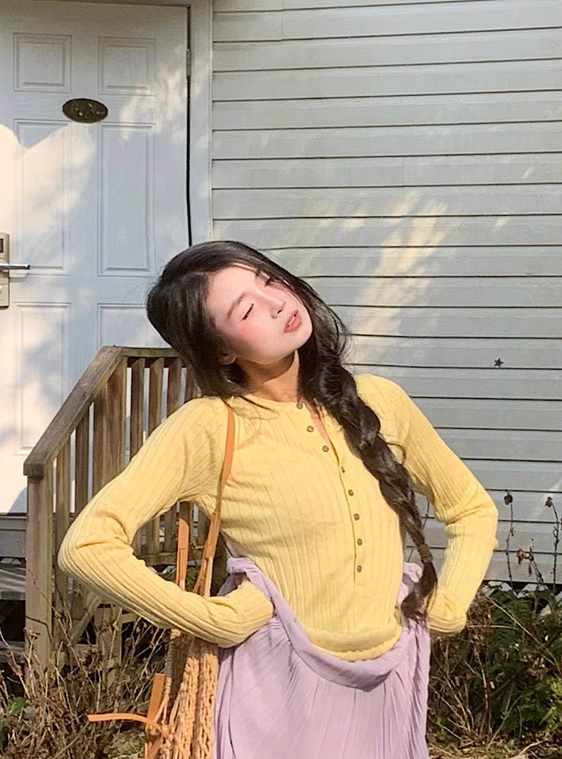 Milk Yellow Knitted Long Sleeve Top