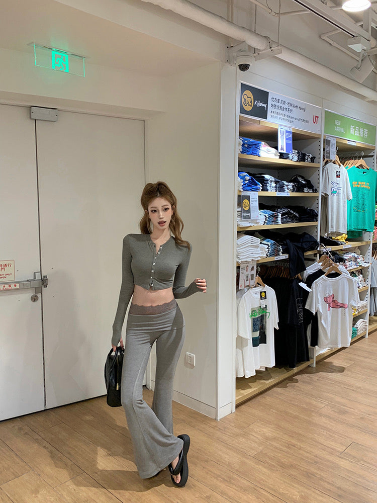 Long Sleeve Top + Long Pants Two Pieces Set