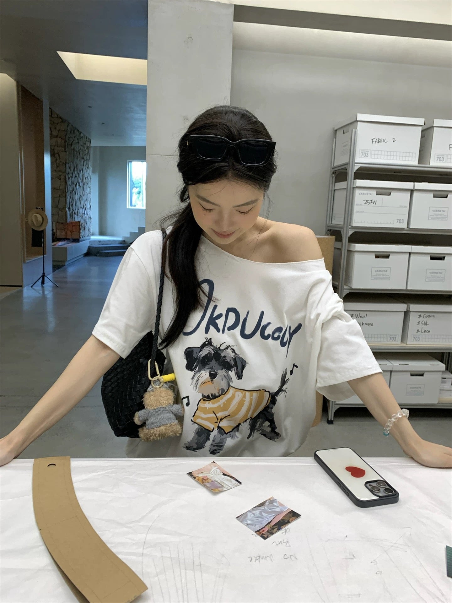 Schnauzer Off Side Shoulder Top Tee