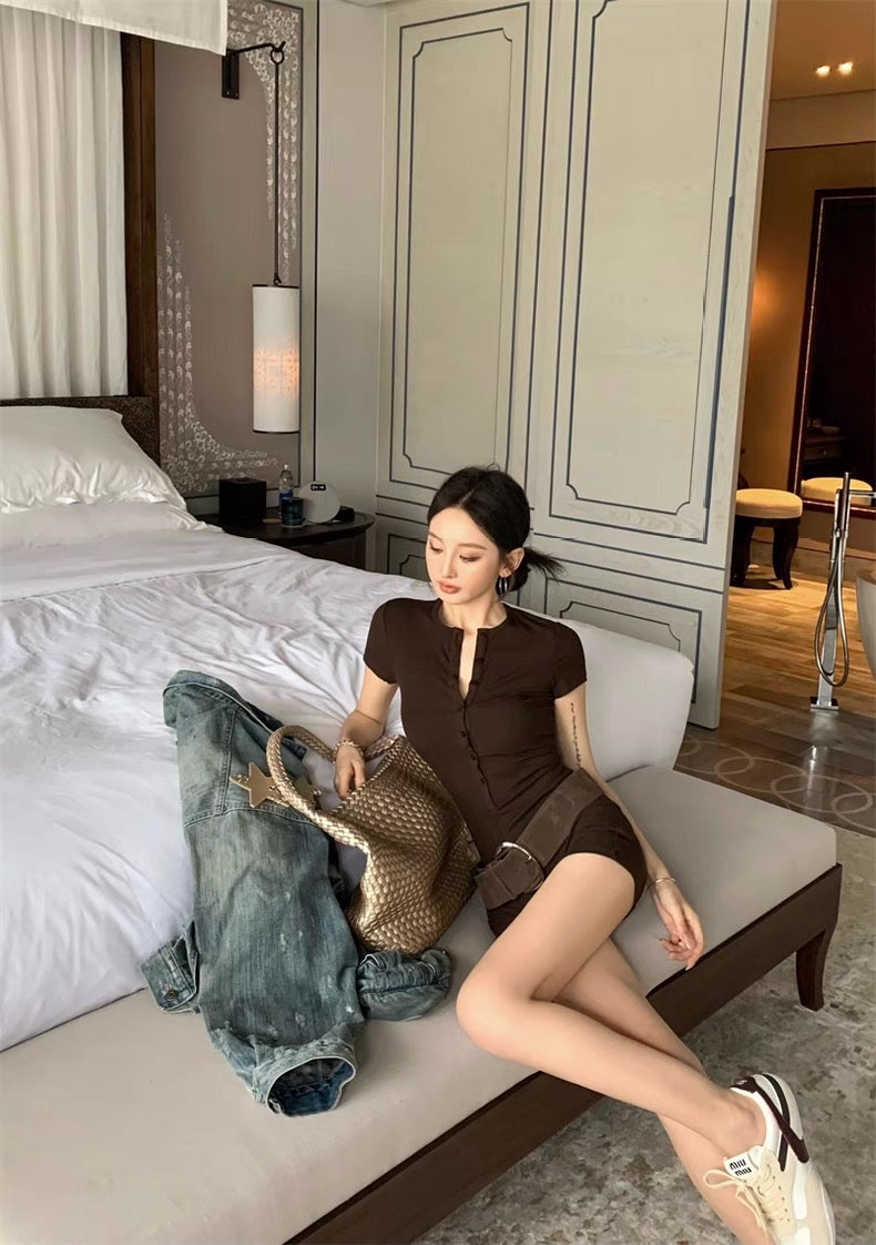 Chocolate Romper with/ without Belt