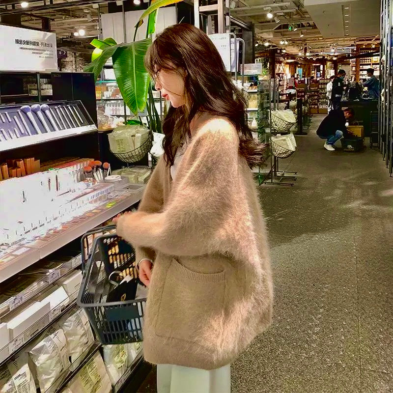 Brown/ Purple/ White Fuzzy Cardigan