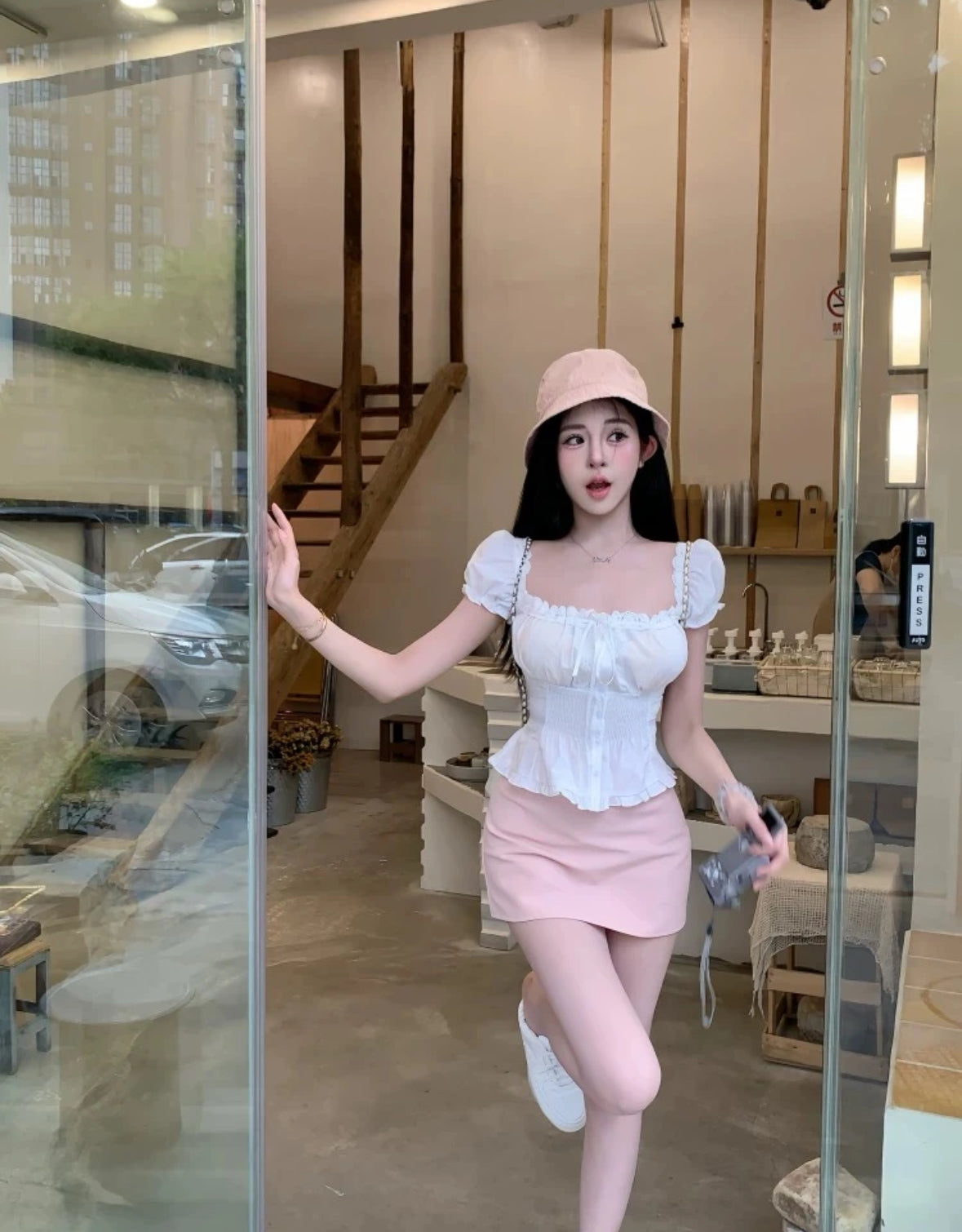 Puff Sleeve White Top (S, M, L)