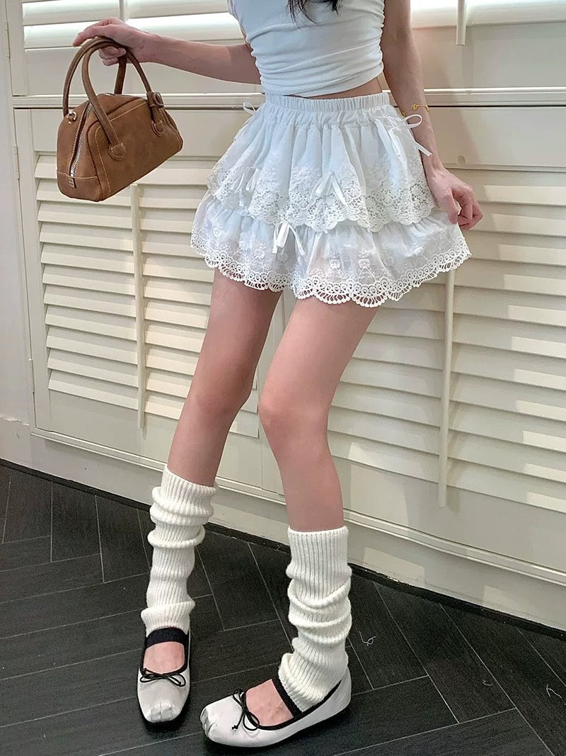 High Waist White Skirt