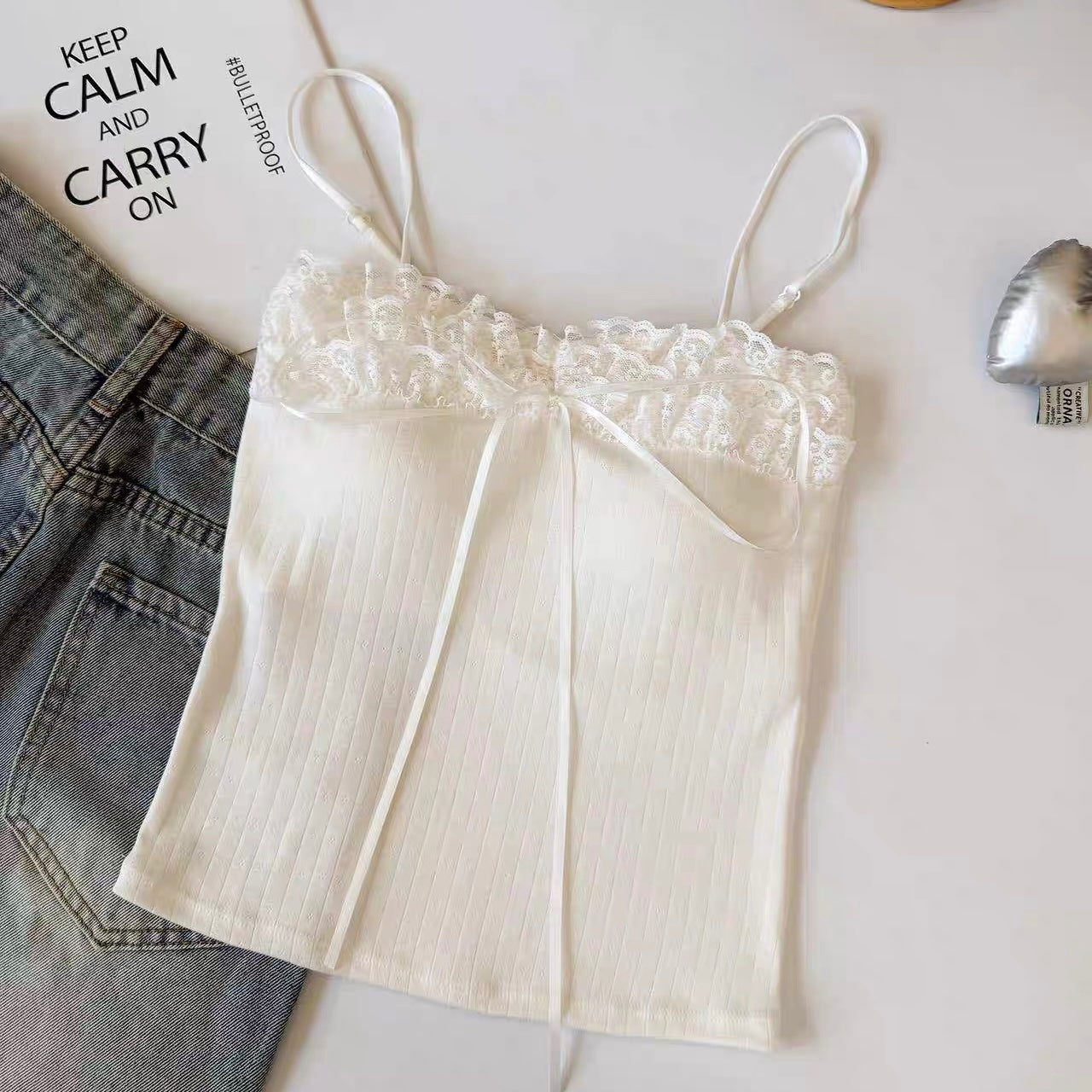 Mix Lace Strap Tube Top (Pink, Green, White, Blue)