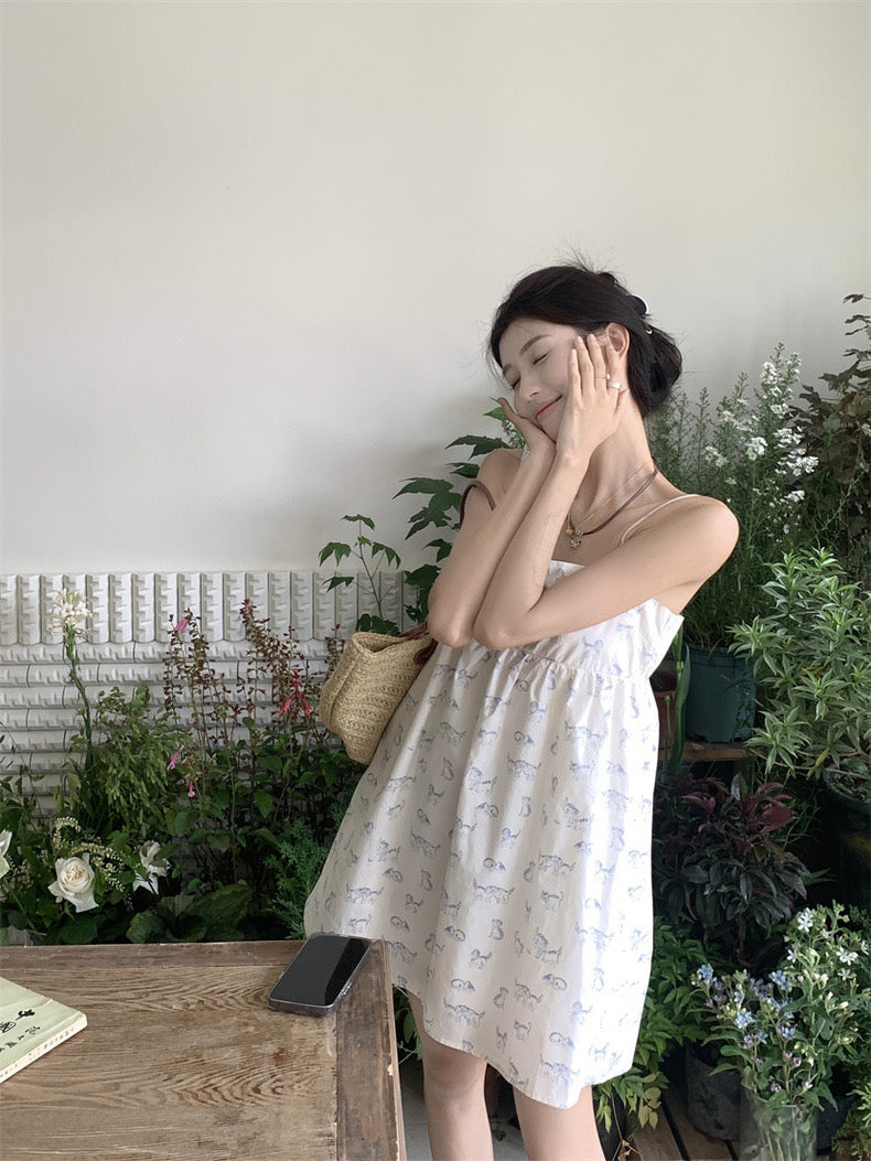 Kittens Print Strap Top/Dress