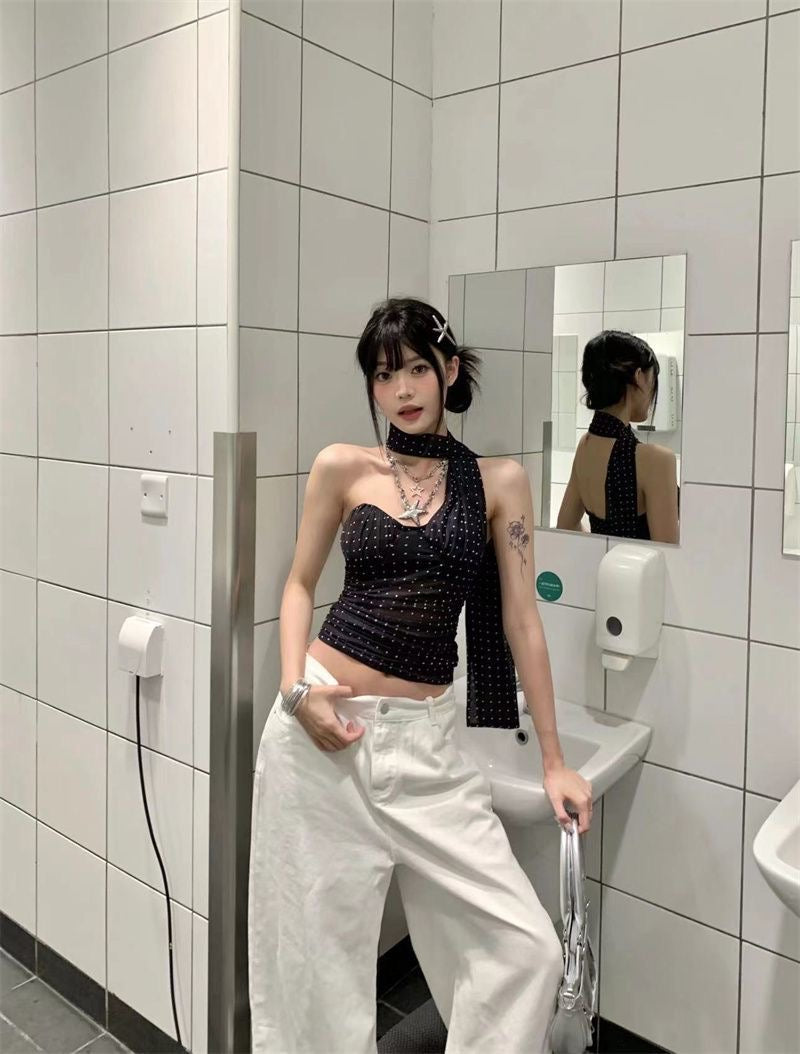 Polka Dot Tube Mesh Top Strap T009