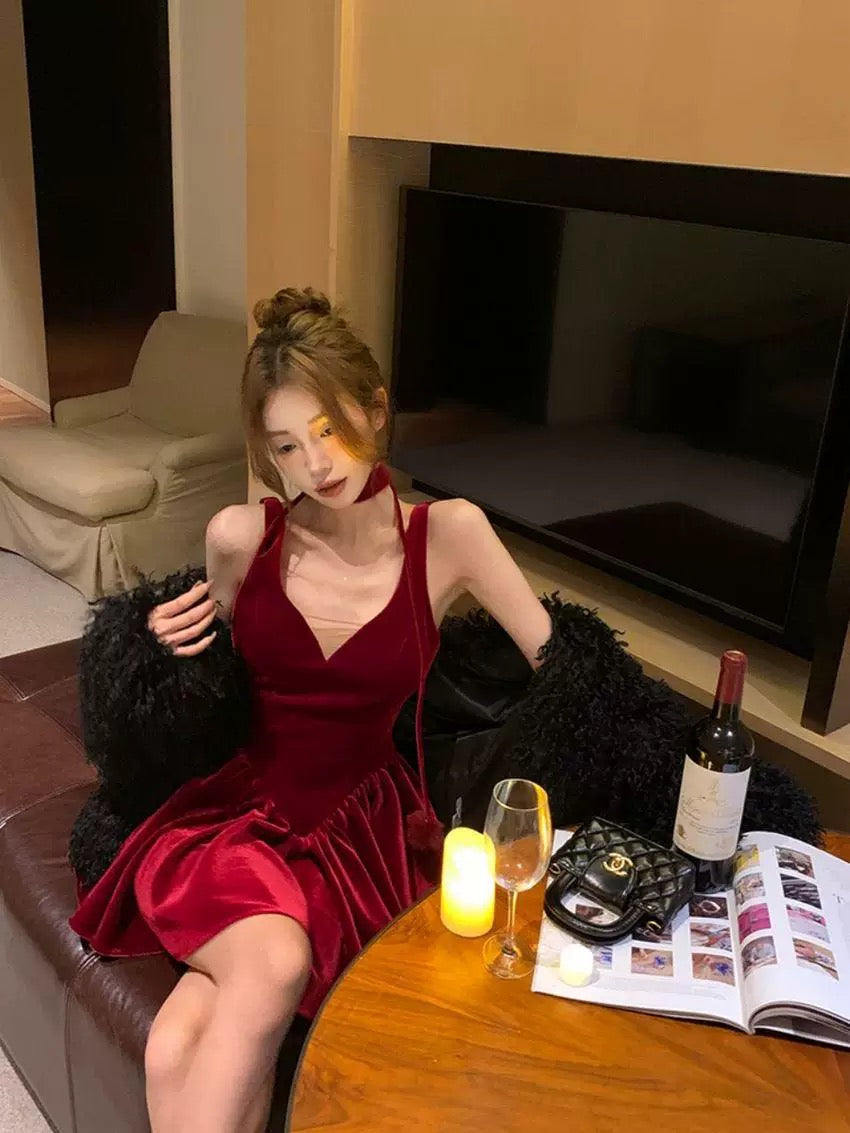 Christmas Wine Red Dress C008