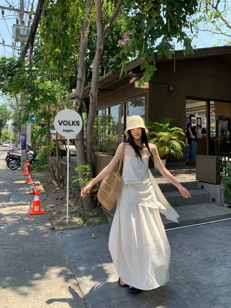 Narra Stripe Top + Long Skirt Two Piece Set