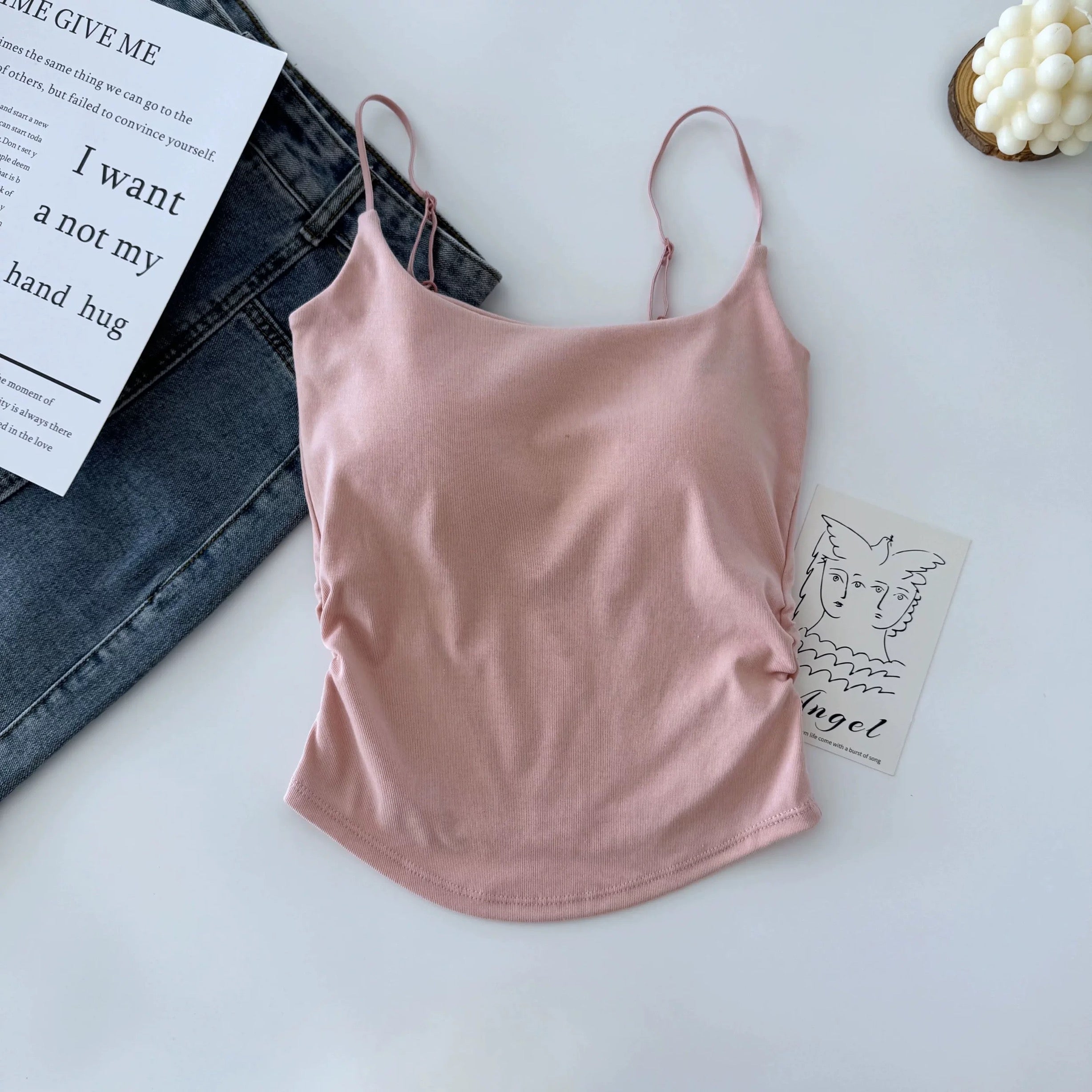 Basic Strap Top (Pink, Wine Red)