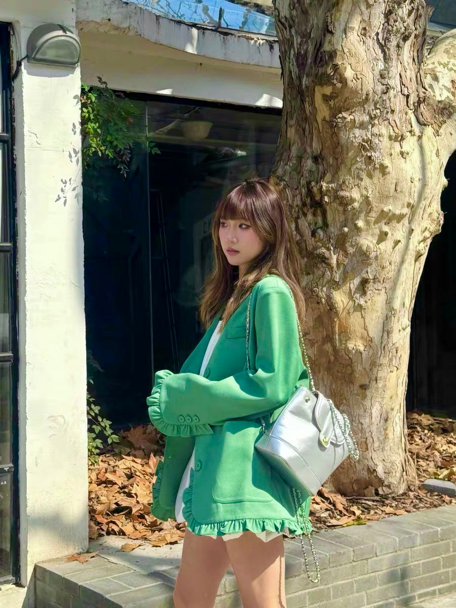 Green Blazer Long Sleeve Jacket