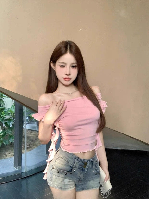 Off Shoulder Jelly Thin Top