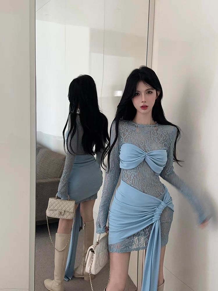 Lacey Blue Long Sleeve Mini Dress