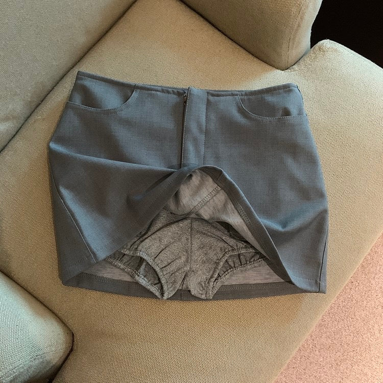 Dark Grey Low Waist Mini Skirt
