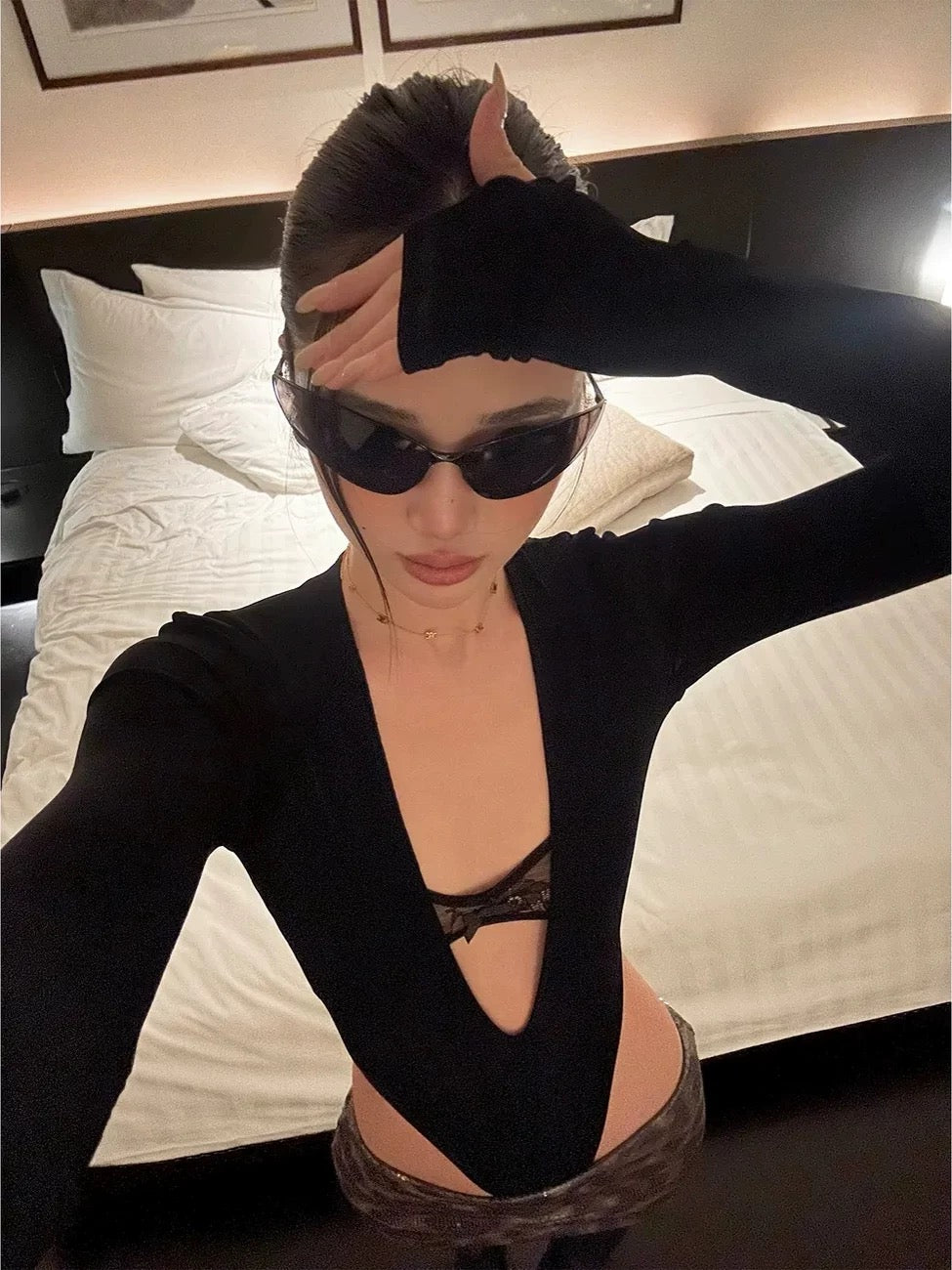 Sexy Mix Laces Long Sleeve Suit