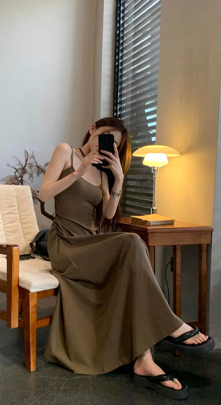 Bareback Waist Cut Long Dress