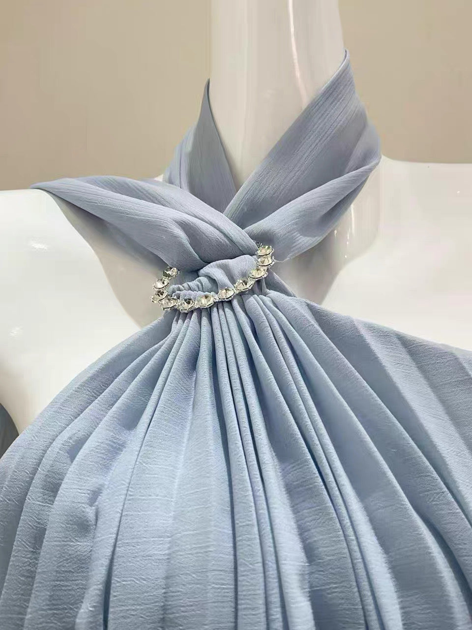 Chiffon Blue Pleated Dress