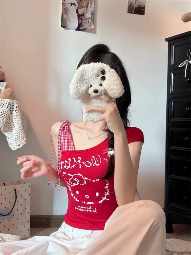 Kitty Side Tie Sleeveless Top