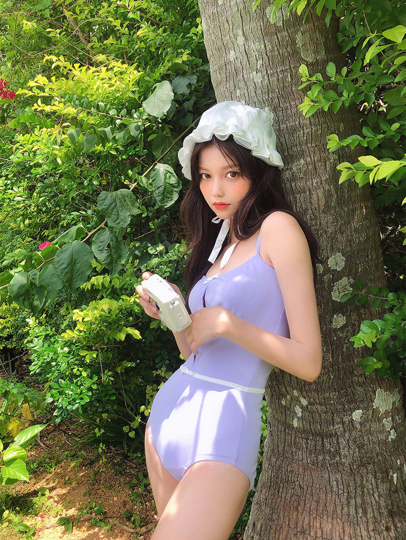 Tri White Mini Ribbon Swimsuits