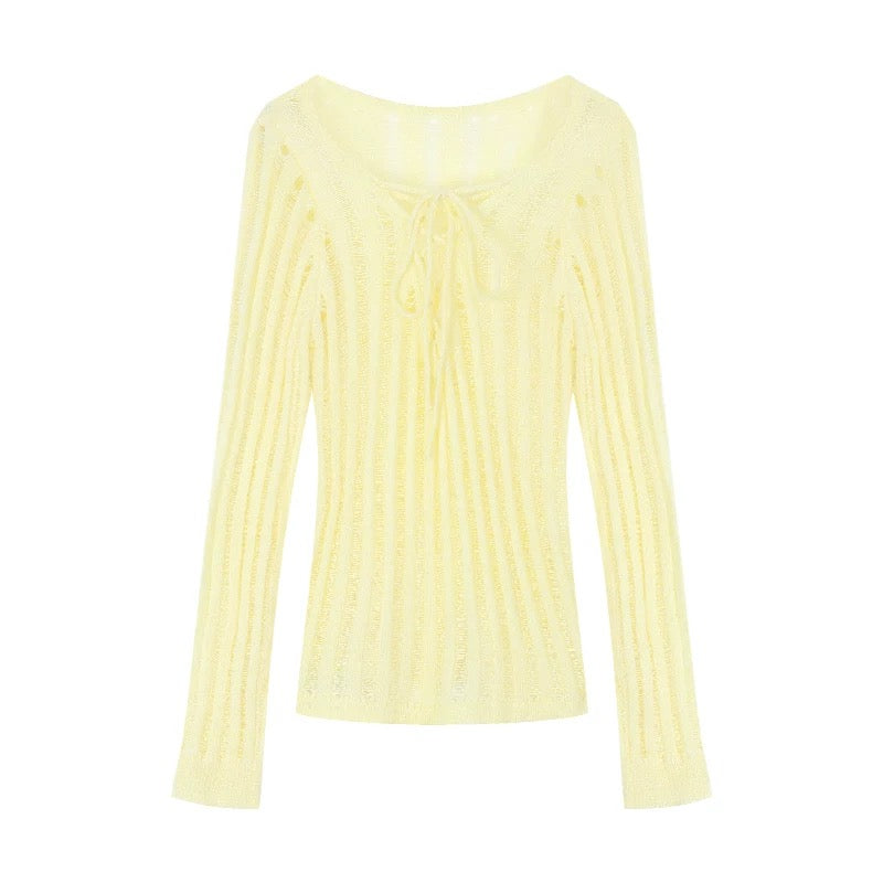 Yellow Knitted Long Sleeve Outerweartop
