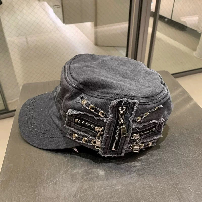 H36 Punk Zips Hat (White, Grey)