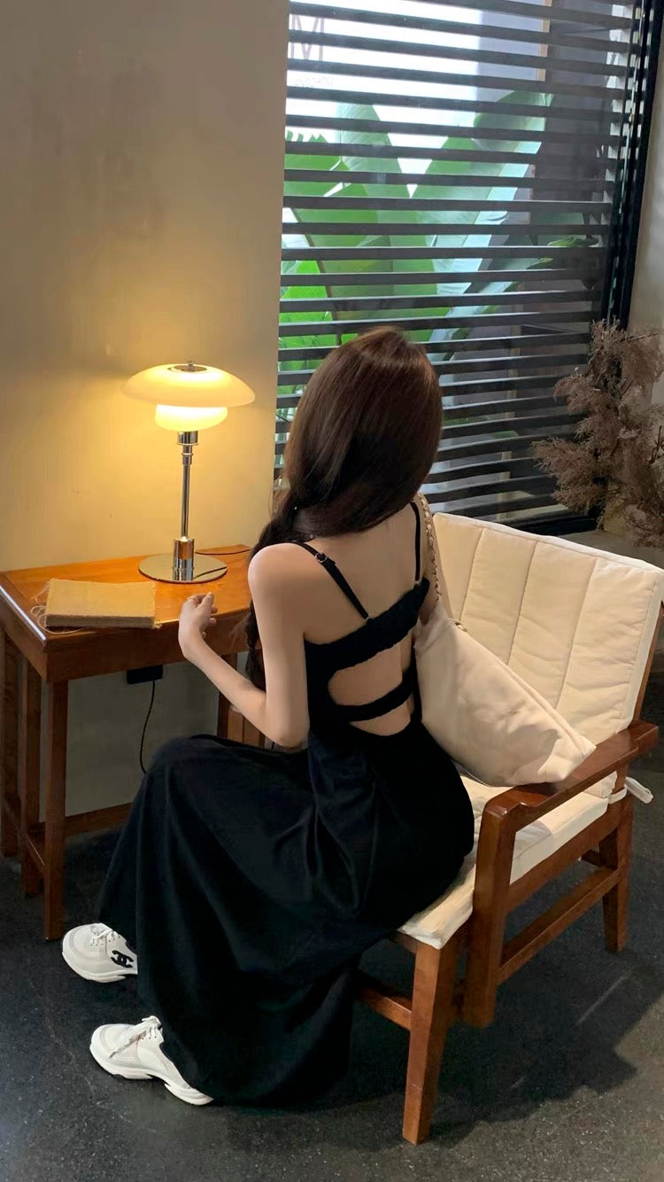 Bareback Waist Cut Long Dress