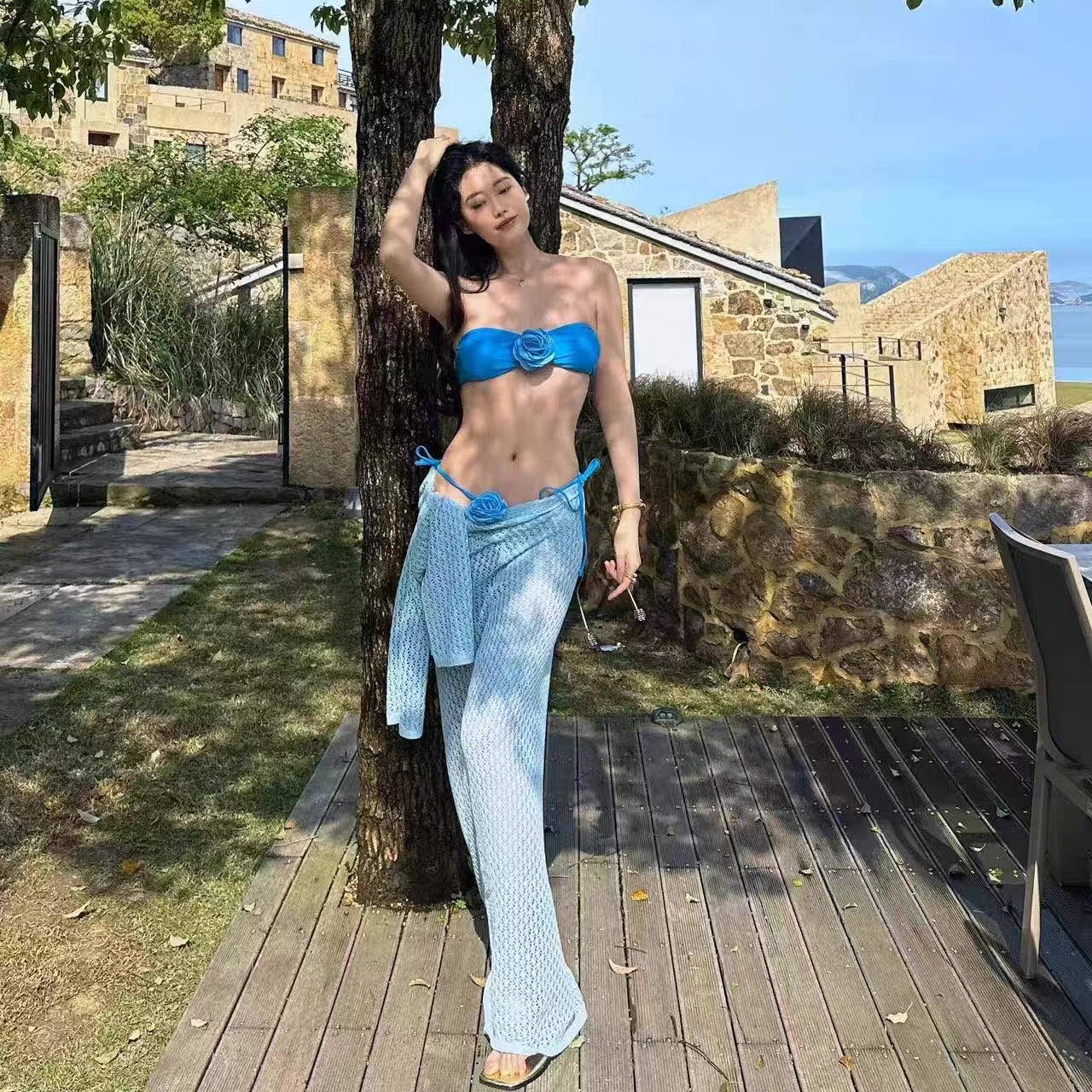 Bikini + Knitted Dress Three Pieces Set (5 Colours)
