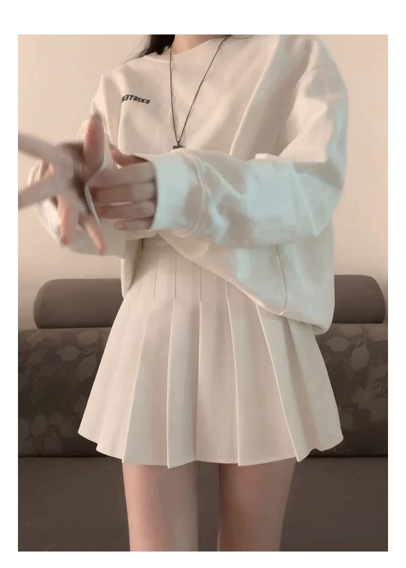 Basic High Waist Pleated Skirt