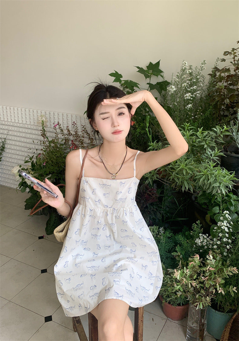 Kittens Print Strap Top/Dress