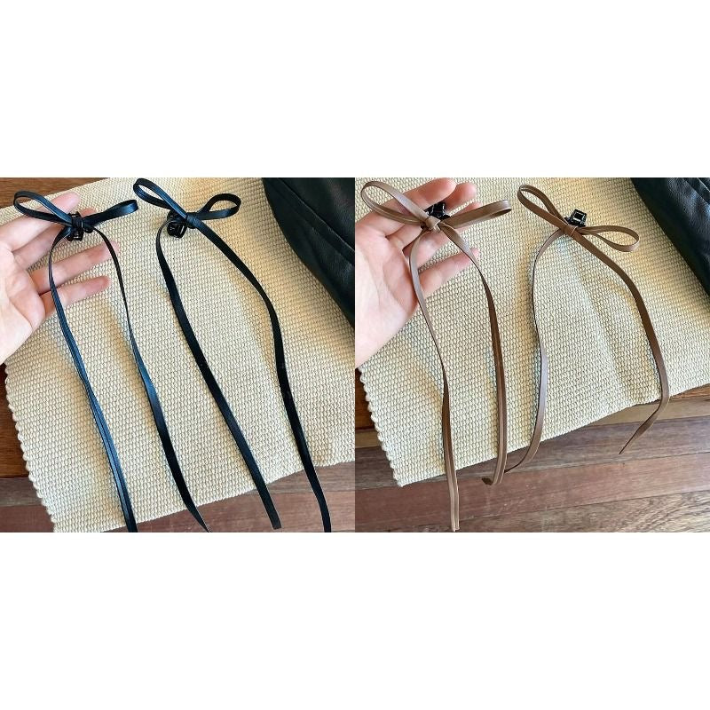 R009 Leather Ribbon Hair Clip