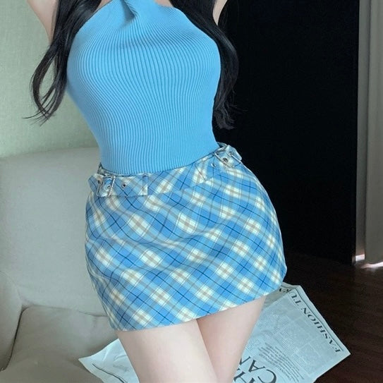 Mina Blue Waist  Mini Skirt (XS)