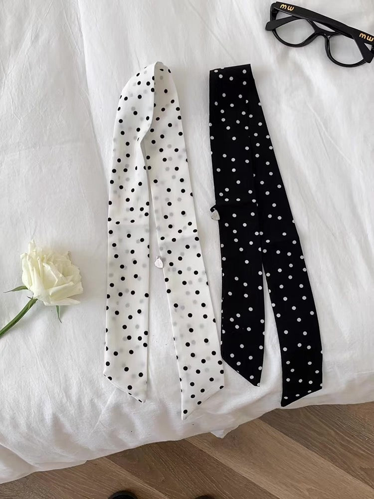 Polka Dot Ribbon Scarf as Choker/Necklace