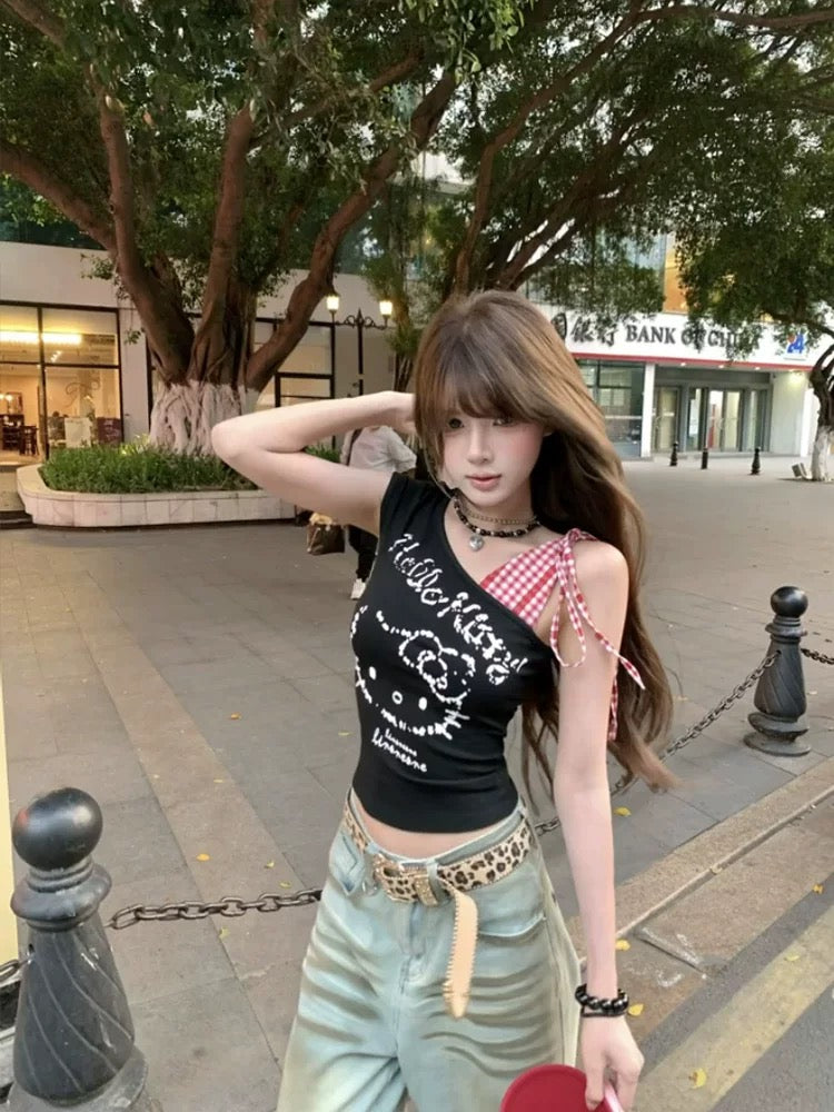Kitty Side Tie Sleeveless Top