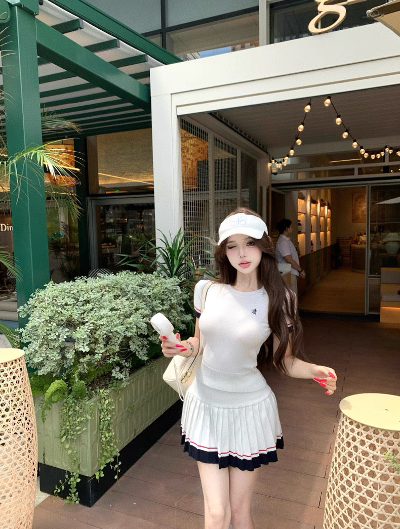 Knitted Top + Skirt Two Pieces Set