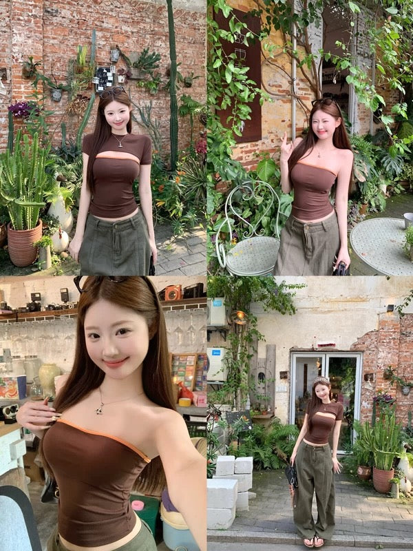 Brown Two Piece Tube Top