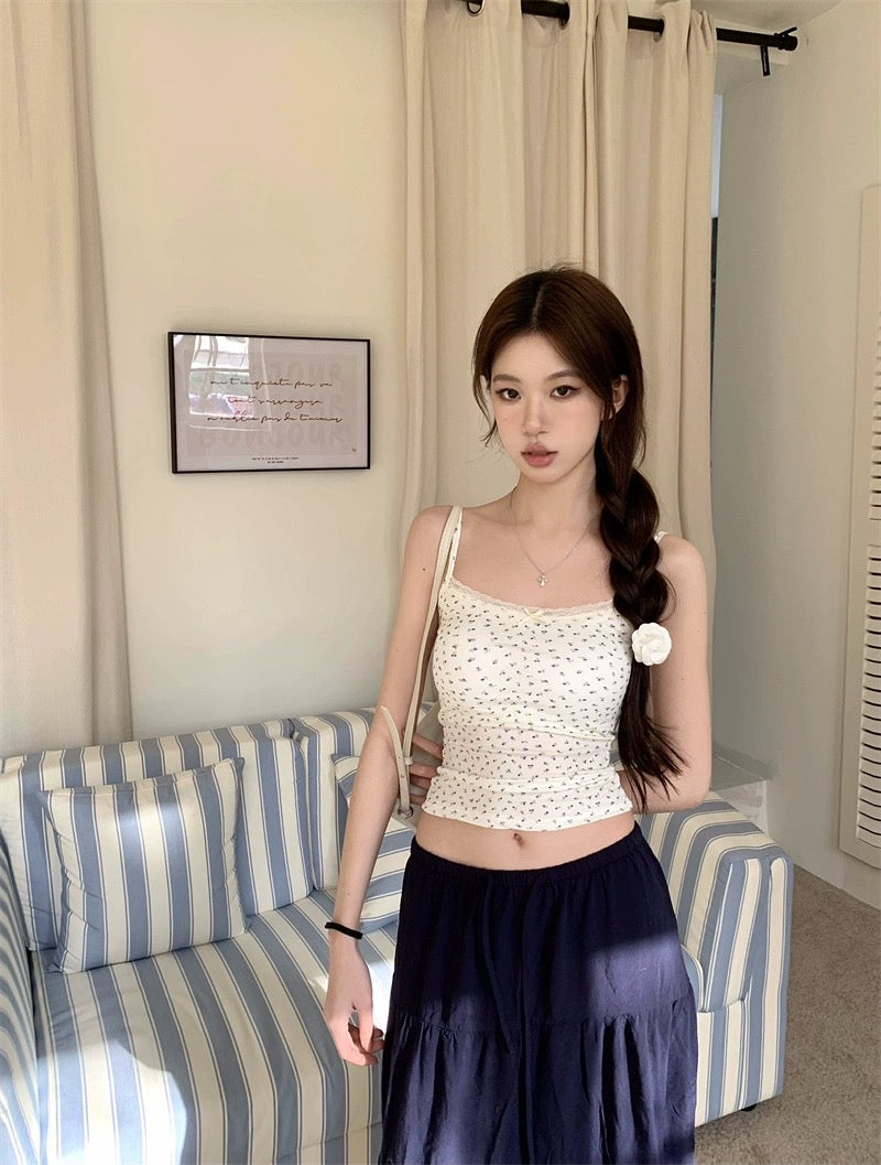Mini Flower Basic Sleeveless Strap Top