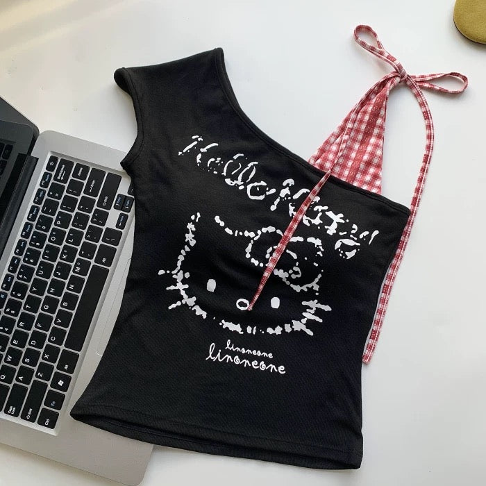 Kitty Side Tie Sleeveless Top