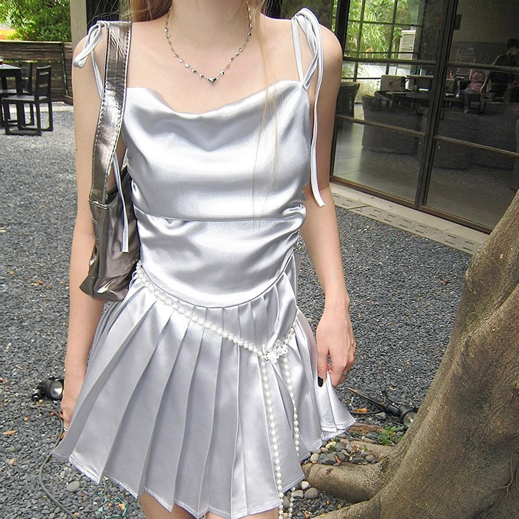 Ellie Silver Satin Dress (S)