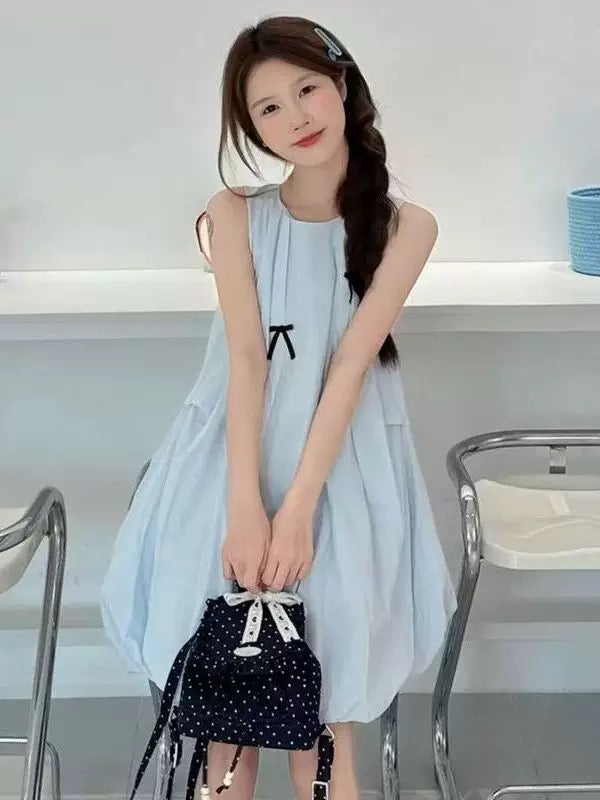 Dolly Blue Ribbons Sleeveless Dress