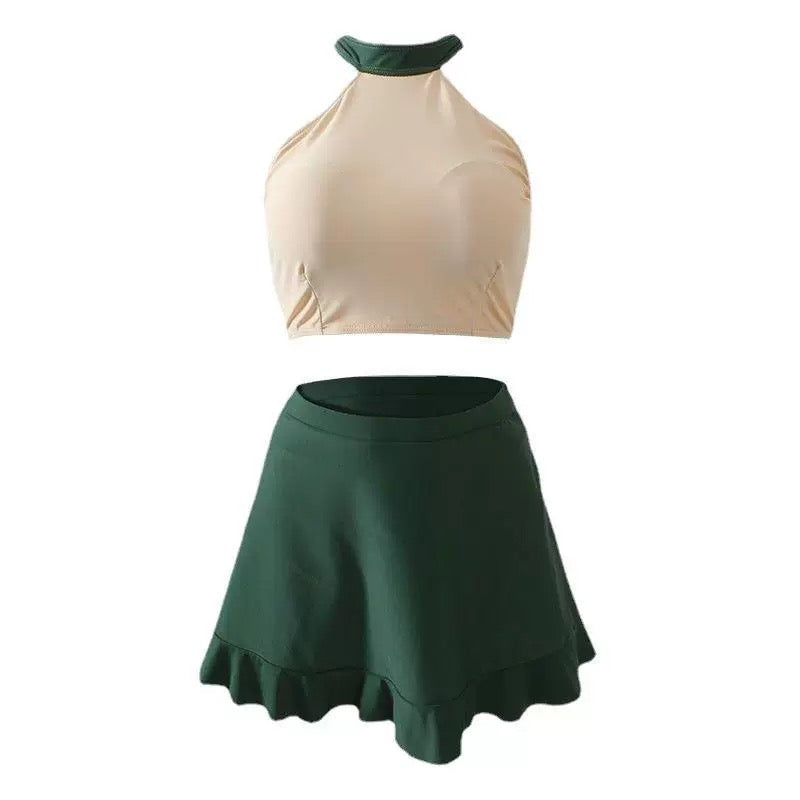 Halter Collar Green Bikini BK15 Two Piece Set
