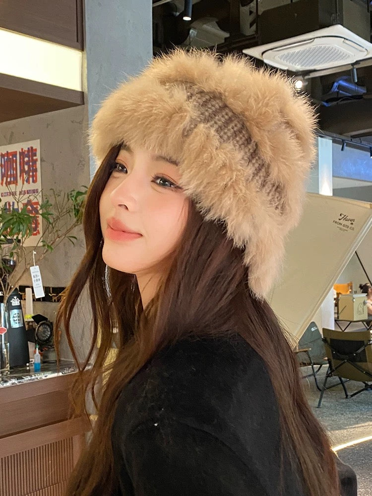 H29 Two Layer Knitted Fur Hat