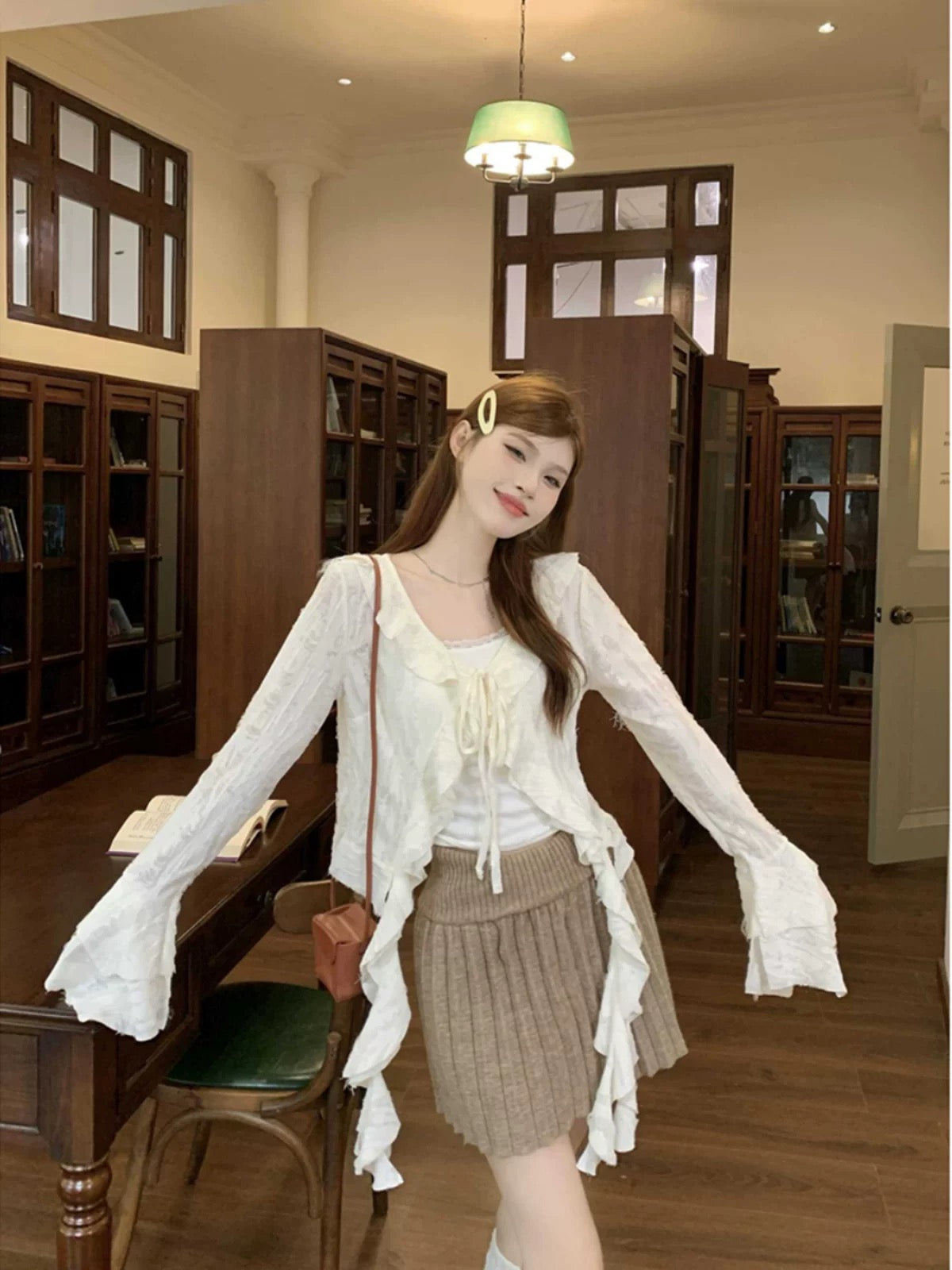 Beige Long Sleeve Cardigan