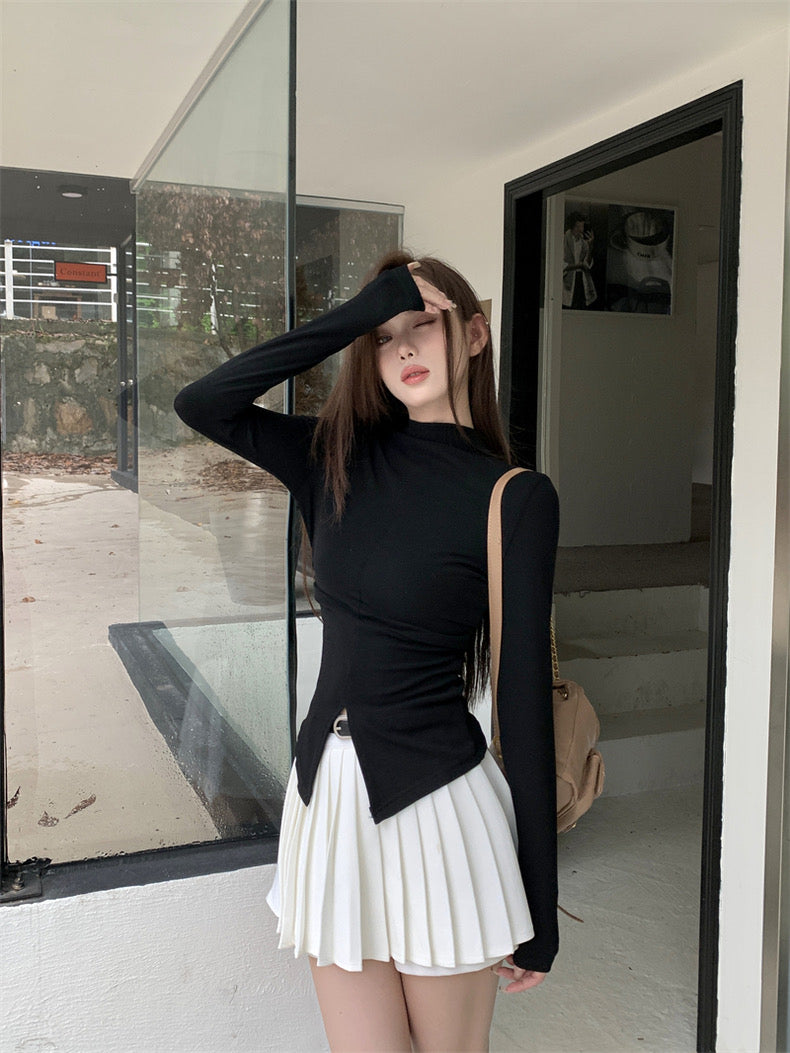 Halter Collar Long Sleeve Top