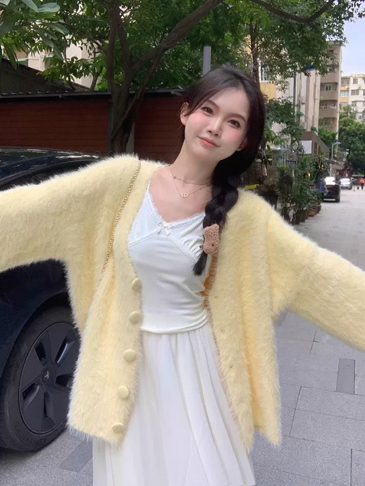 Yellow Fuzzy Cardigan